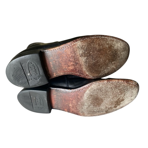 JUSTIN Kiltie Western Boots Lace Up Stetson Black Leather Size 7.5 B Vintage - Picture 7 of 14